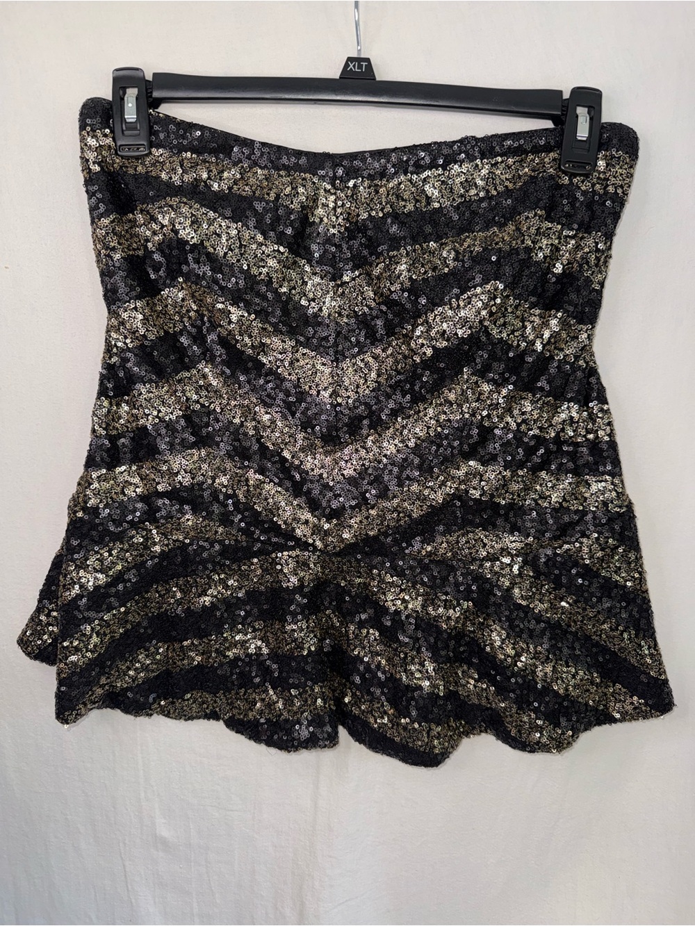Lane Bryant Black & Gold Sequin Strapless Peplum Top Size 1X